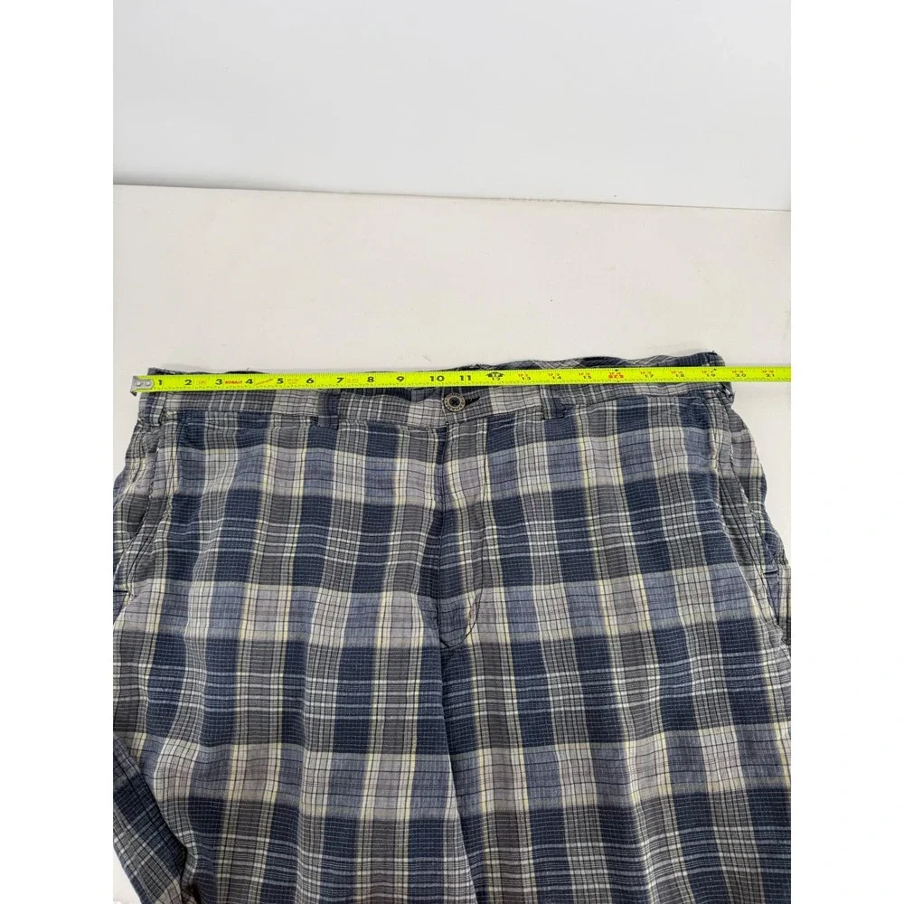 Tommy Bahama Plaid Linen Silk Blend‎ Mens 40 Shorts Blue Beige Tan Casual